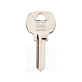 Hy-Ko 11010NA6 Key Blank, 2 in L x 1 in W, Brass, Nickel Plated