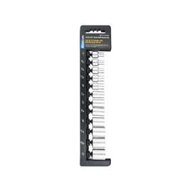 Vulcan Socket Set, 12 Piece, 3/8 In Drive, 6 Points, Chrome Vanadium Steel, Chrome, Sae