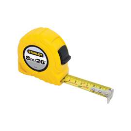 STANLEY 30-456 Measuring Tape, 26 ft L x 1 in W Blade, Steel Blade, Yellow