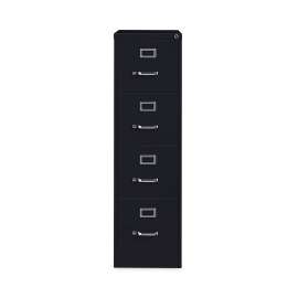 Four-Drawer Economy Vertical File, Letter-Size File Drawers, 15" x 22" x 52", Black