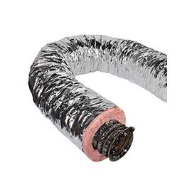 Master Flow F6IFD10X300 Insulated Flexible Duct, 10 in, Fiberglass, Silver