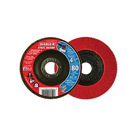 Diablo Steel Demon DCX045080N01F Conical Flap Disc, 80-Grit, Medium Grade, Zirconium Oxide, 7/8 in Arbor, 4-1/2 in Dia