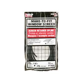Make-2-Fit P 7523 Screen Retainer Spline, 25 ft L, Vinyl, Black