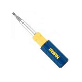 IRWIN 2051100 Screwdriver, PH1, PH2, SL 3/16 in, SL 1/4 in, SQ1, SQ2, 1/4 in Hex, 3/8 in Hex, 5/16 in Hex Tip