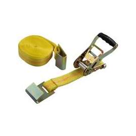 ProSource Heavy Duty Ratchet Tie-Down, 3333 Lb Work, 27 Ft L, Flat, Polyester Webbed, Yellow