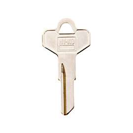 Hy-Ko 11010DE2 Key Blank, 1.872 in L x 0.918 in W, Brass, Nickel Plated