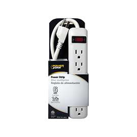 PowerZone Power Outlet Strip, 125 V, 15 A, 6 Outlet