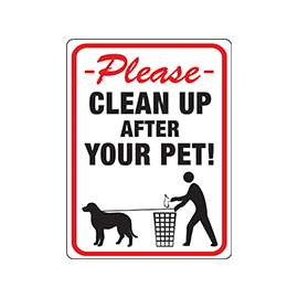 HY-KO 20617 Identification Sign, Rectangular, CLEANUP AFTER YOUR PET!, Black/Red Legend, White Background