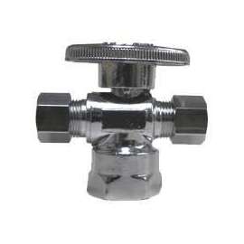 Plumb Pak PP20127LF/PBWT113 Shut-Off Valve, 1/2 x 3/8 x 3/8 in FIP x Compression x Compression, Brass, Chrome
