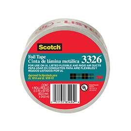 Scotch 3326-A Foil Tape, 60 yd L, 2-1/2 in W, 4.4 mil Thick, Acrylic Adhesive, Silver