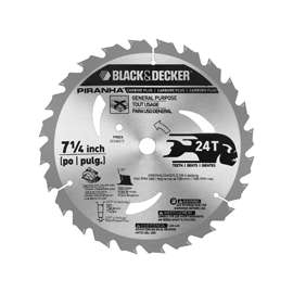 Black+Decker PR824 Circular Saw Blade, 7-1/4 in Dia, Carbide Cutting Edge, 5/8 in Arbor