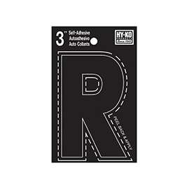 HY-KO 30400 Series 30428 Die-Cut Letter, Character R, 3 in H Character, Black Character