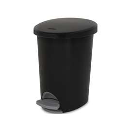 Sterilite Ultra 10819002 Waste Basket, 2.6 gal Capacity, Oval, Plastic, Black