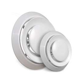 Imperial DR-06 Premium Round Air Diffuser with Collar, 6 in W Duct Opening, Steel, White