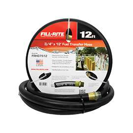 Fill-Rite FRH07512 Fuel Transfer Hose, 50 psi Male, 12 ft L, Neoprene