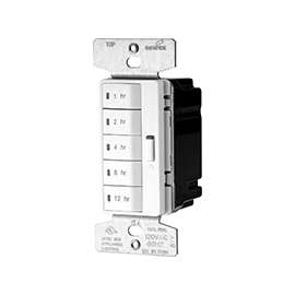 Eaton Wiring Devices PT18H-W-K Programmable Hour Timer, 15 A, 120 V, 1, 2, 4, 8, 12 hr Off Time Setting, White