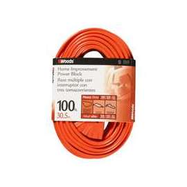 Woods 0827 Extension Cord, 14 AWG, Orange Jacket