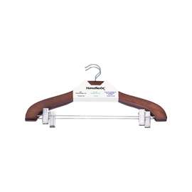 Simple Spaces 2 Clip Heavy Duty Clothes Hanger, Wood, Mahogany