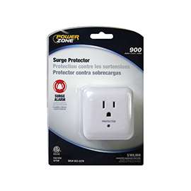 PowerZone Surge Protector Tap, 125 V, 15 A, 1 Outlet
