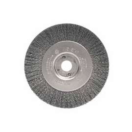 Narrow Face Crimped Wire Wheel, 4 in D x 1/2 W, .006 Stainless Steel, 6,000 rpm