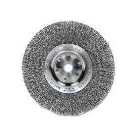 Narrow Face Crimped Wire Wheel, 6 in D x 3/4 in W, .014 in Steel Wire, 6,000 rpm