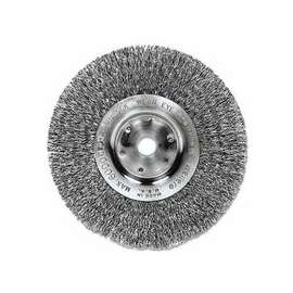 Narrow Face Crimped Wire Wheel, 8 in D x 3/4 in W, .014 in Steel Wire, 5/8 Arbor
