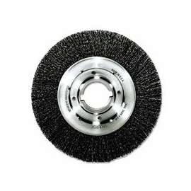Medium Crimped Wire Wheel, 10 in D x 1 1/8 in W, .014 in Steel Wire, 3,600 rpm
