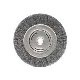 Wide-Face Crimped Wire Wheel, 6 in Dia. x 7/8 in W, 0.014 in Steel, 6,000 rpm