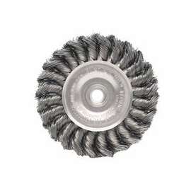 Standard Twist Knot Wire Wheel, 4 in D x 1/2 in W, .014 in Steel, 1/2-3/8 Arbor
