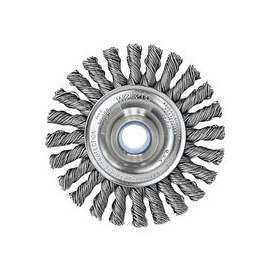 Cable Twist Knot Wire Wheel, 4 in D x 1/4 in W, .02 in Steel, 1/2-3/8 Arbor Hole