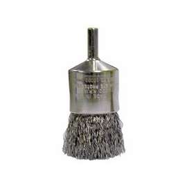 Crimped Wire Solid End Brushes, Stainless Steel, 22,000 rpm, 1" x 0.014"