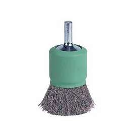 Coated Cup Crimped Wire End Brush, Stainless Steel, 22,000 rpm, 1" x 0.006"