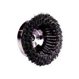 Heavy-Duty Knot Wire Cup Brush, 6 in Dia., 5/8-11 UNC Arbor, 1 3/8 x .023 Wire