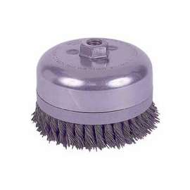 Extra Heavy Duty Knot Wire Cup Brush, 2 3/4 in Dia, 5/8-11 UNC Arbor, 0.20 Steel