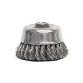 Heavy-Duty Knot Wire Cup Brush, 4 in Dia., 5/8-11 UNC Arbor, .014 in Steel