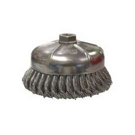 Single Row Heavy-Duty Knot Cup Brush, 6 in Dia., 5/8-11 UNC, 1 5/8 x .023 Steel