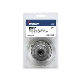 Single Row Heavy-Duty Knot Wire Cup Brush, 2 3/4 in Dia., 5/8-11 UNC, .014 Steel
