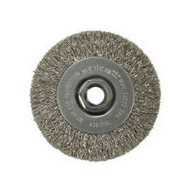 Narrow Face Crimped Wire Wheel, 4 in D x 1/2 in W, .014 in Steel, 14,000 rpm