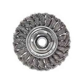 Standard Twist Knot Wheel, 4 D x 1/2 W, .014 Stainless Steel, 5/8 in-11 UNC Nut