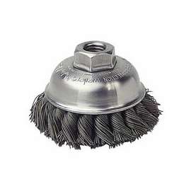 Single Row Heavy-Duty Knot Cup Brush, 3 1/2 in Dia., 5/8-11 UNC, 7/8 x .02 Steel