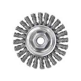 Cable Twist Knot Wire Wheel, 4 in D x 1/4 in W, .02 in Steel, 5/8 in-11 UNC Nut