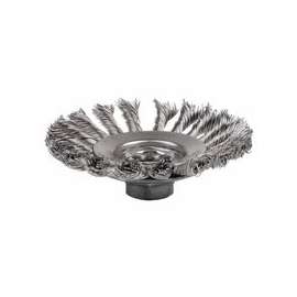 Knot Wire Bevel Wheel, 4 1/2 in D x 3/8 in W, .02 in Stainless Steel, 12,500 rpm