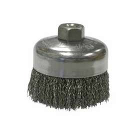 Crimped Wire Cup Brush, 4 in Dia., 5/8-11 UNC Arbor, .014 in Steel Wire