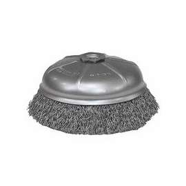 Crimped Wire Cup Brush, 6 in Dia., 5/8-11 UNC Arbor, .014 in Steel Wire