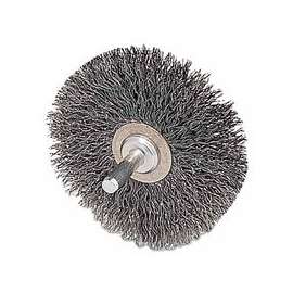 Stem-Mounted Narrow Conflex Brush, 3 in D x 1/2 in W, .014 in Steel, 20,000 rpm