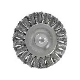 Standard Twist Knot Wire Wheel, 3 in D x 3/8 in W, .014 in Steel Wire, 1/4 Stem