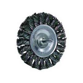 Standard Twist Knot Wire Wheel, 4 in D x 1/2 in W, .014 in Steel, 1/4 in Stem