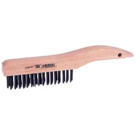 Economy Scratch Brushes, 4 X 16 Rows, Steel Wire, Shoe Hardwood Handle