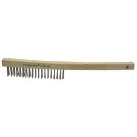 Economy Scratch Brushes, 3 X 19 Rows, Wire, Curved Hardwood Handle