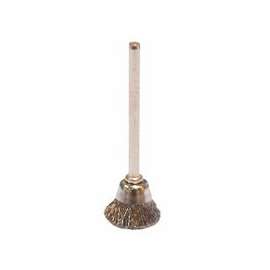 Miniature Stem-Mounted Cup Brush, 5/8 in Dia., .005 in Stainless Steel Wire